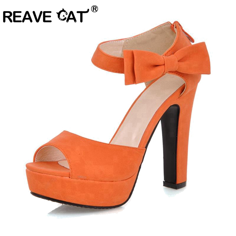 orange thick heels